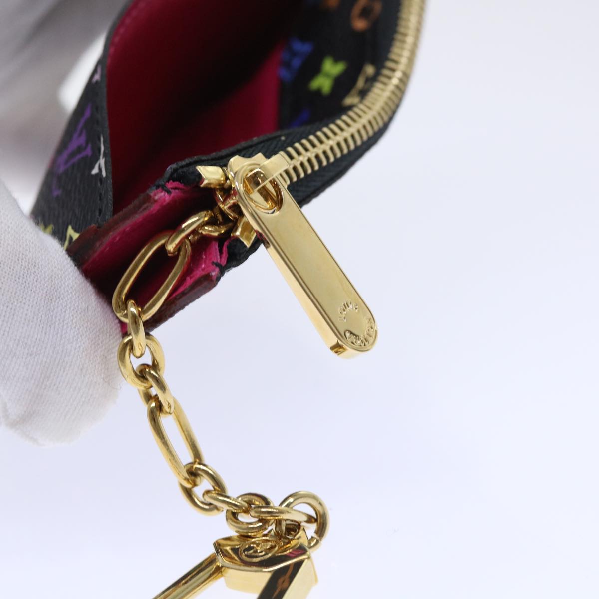 LOUIS VUITTON Multicolor Pochette Cles NM Coin Purse Black M60279 LV yk8531