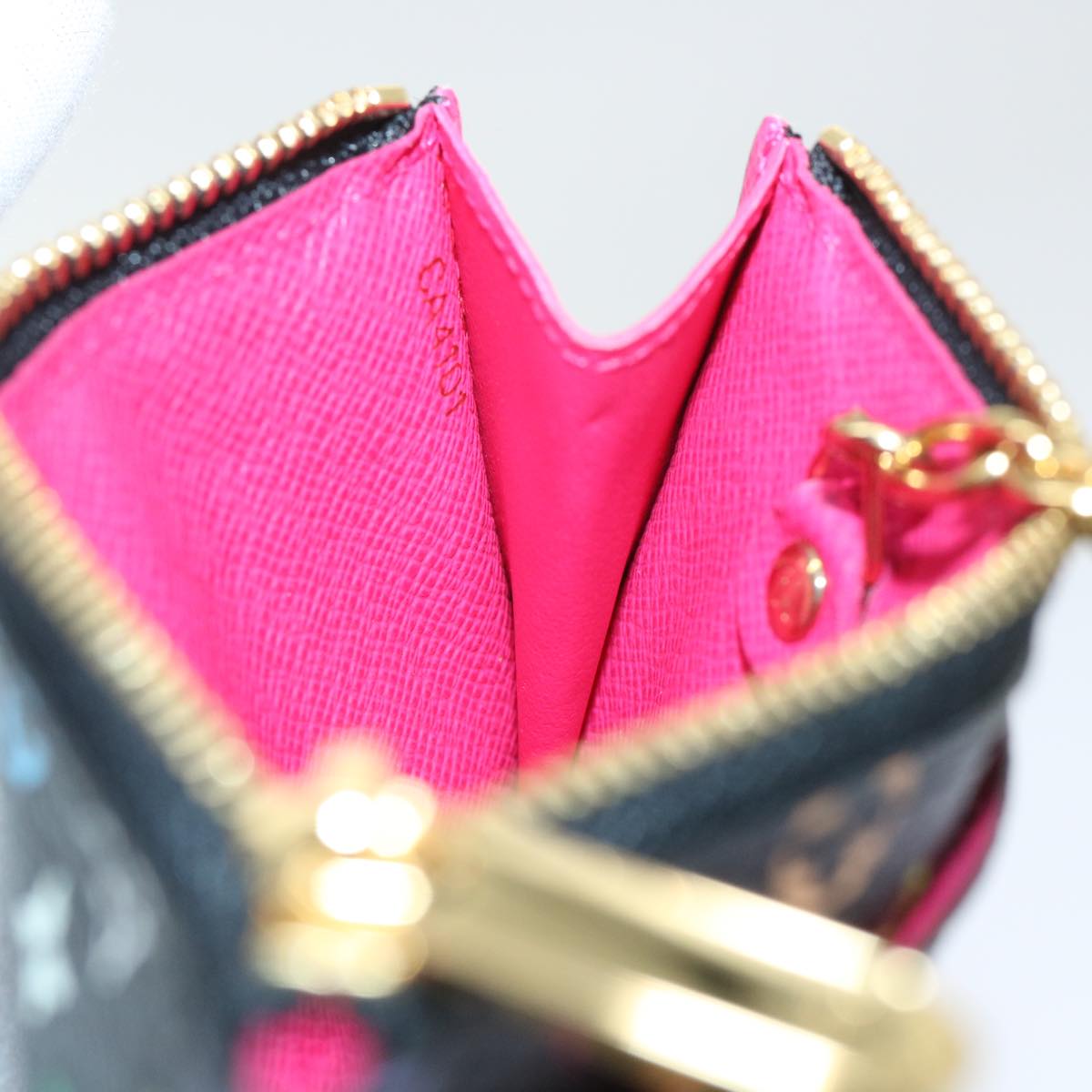 LOUIS VUITTON Multicolor Pochette Cles NM Coin Purse Black M60279 LV yk8531