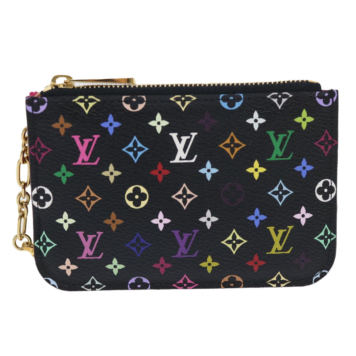 LOUIS VUITTON Multicolor Pochette Cles NM Coin Purse Black M60279 LV yk8531