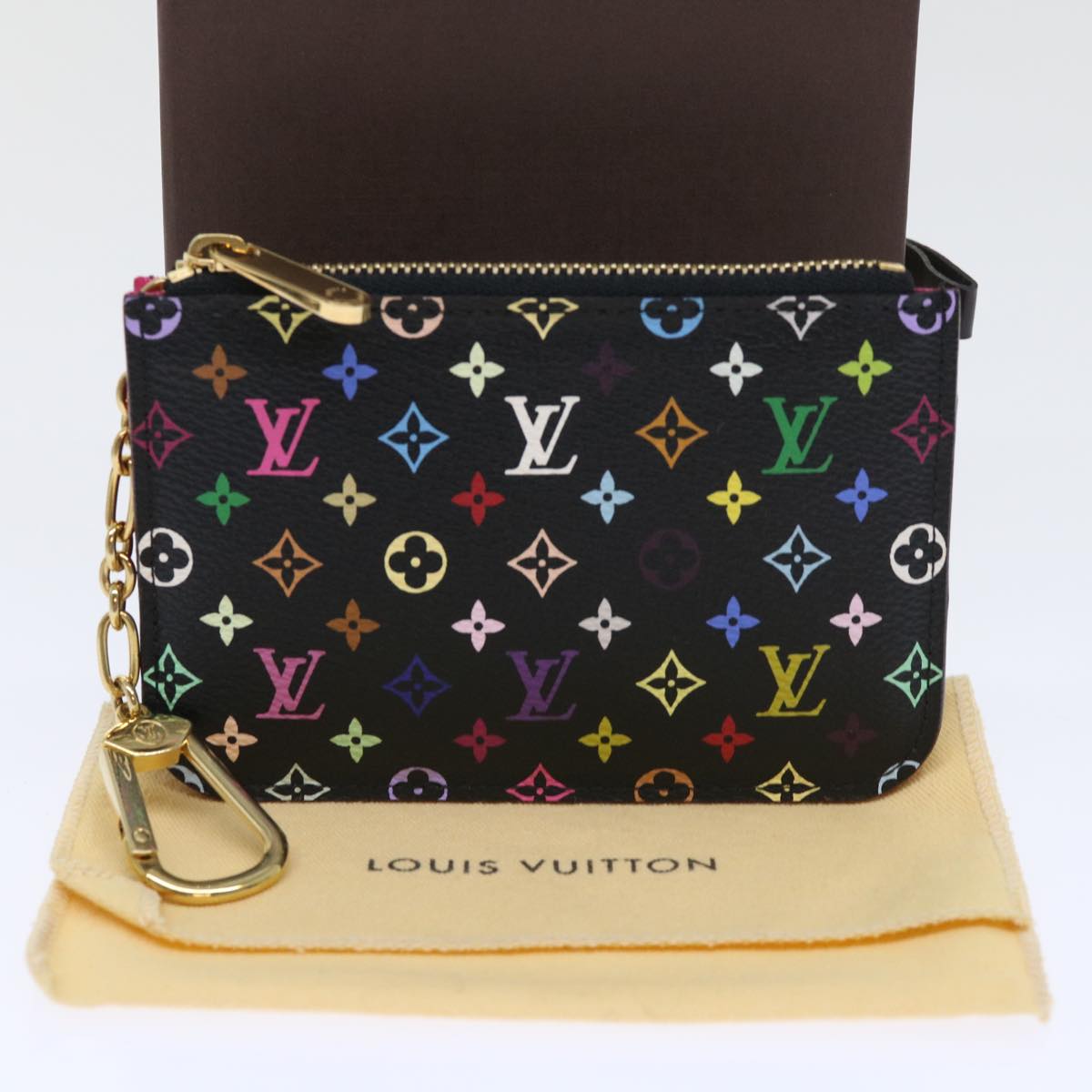 LOUIS VUITTON Multicolor Pochette Cles NM Coin Purse Black M60279 LV yk8531