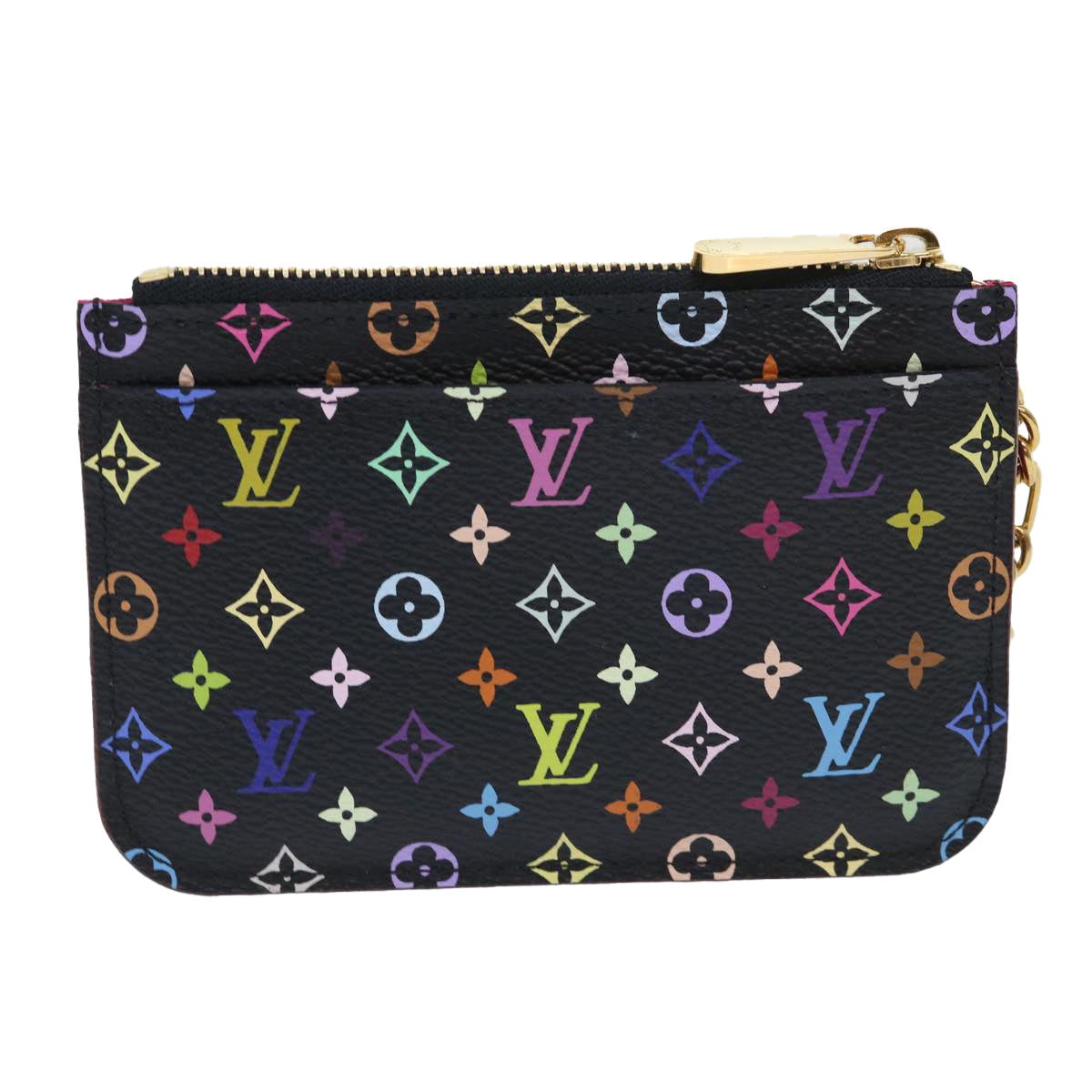 LOUIS VUITTON Multicolor Pochette Cles NM Coin Purse Black M60279 LV yk8531