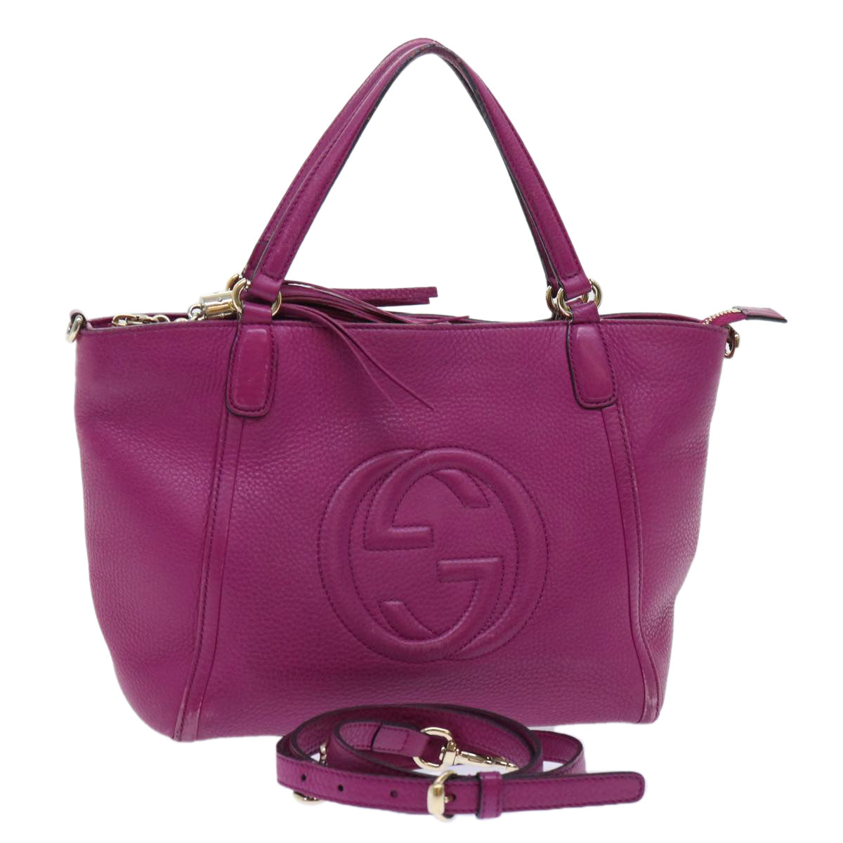 Luxury Gucci Soho Hand Bag Leather 2way Purple 369176  8543