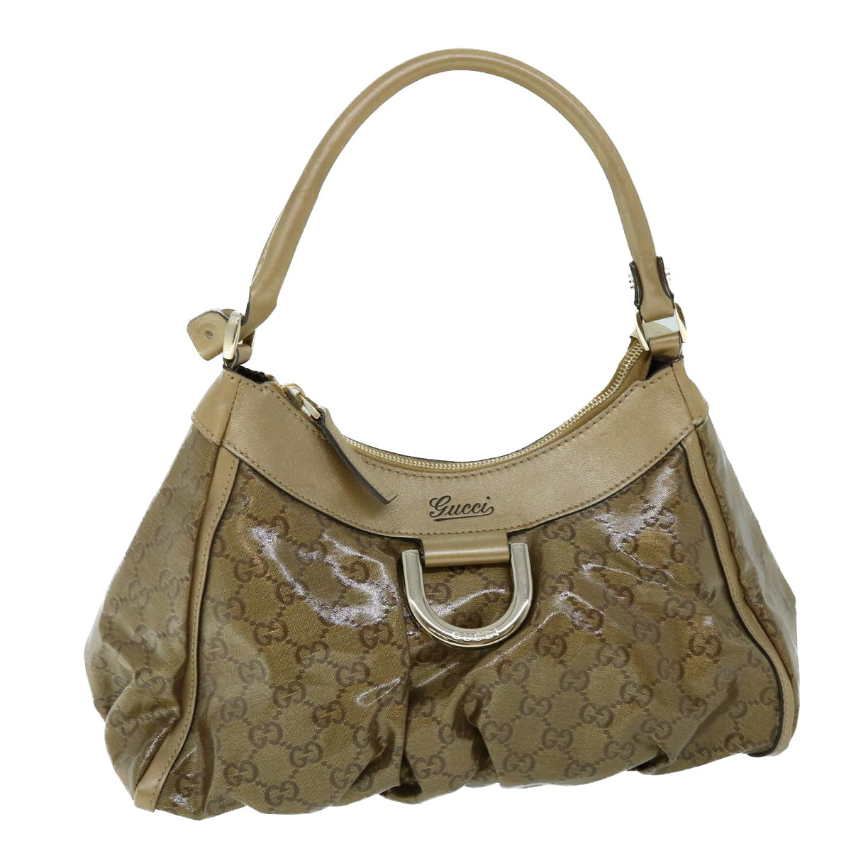 Luxury Gucci GG Crystal Abbey Shoulder Bag Gold Tone 190525  8578