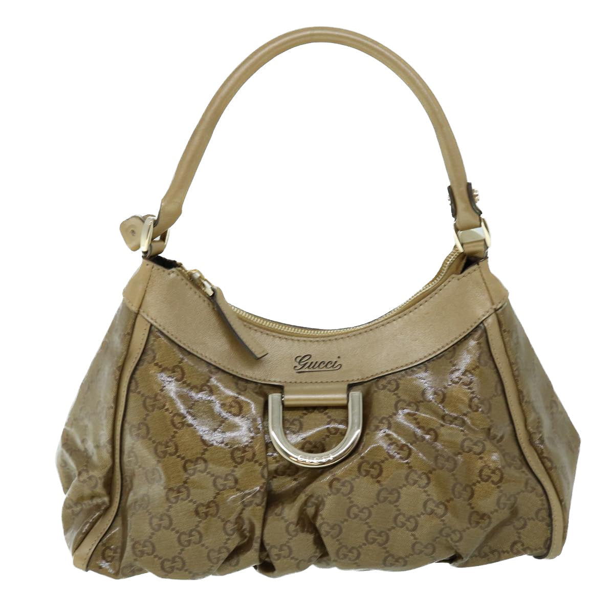 Luxury Gucci GG Crystal Abbey Shoulder Bag Gold Tone 190525  8578