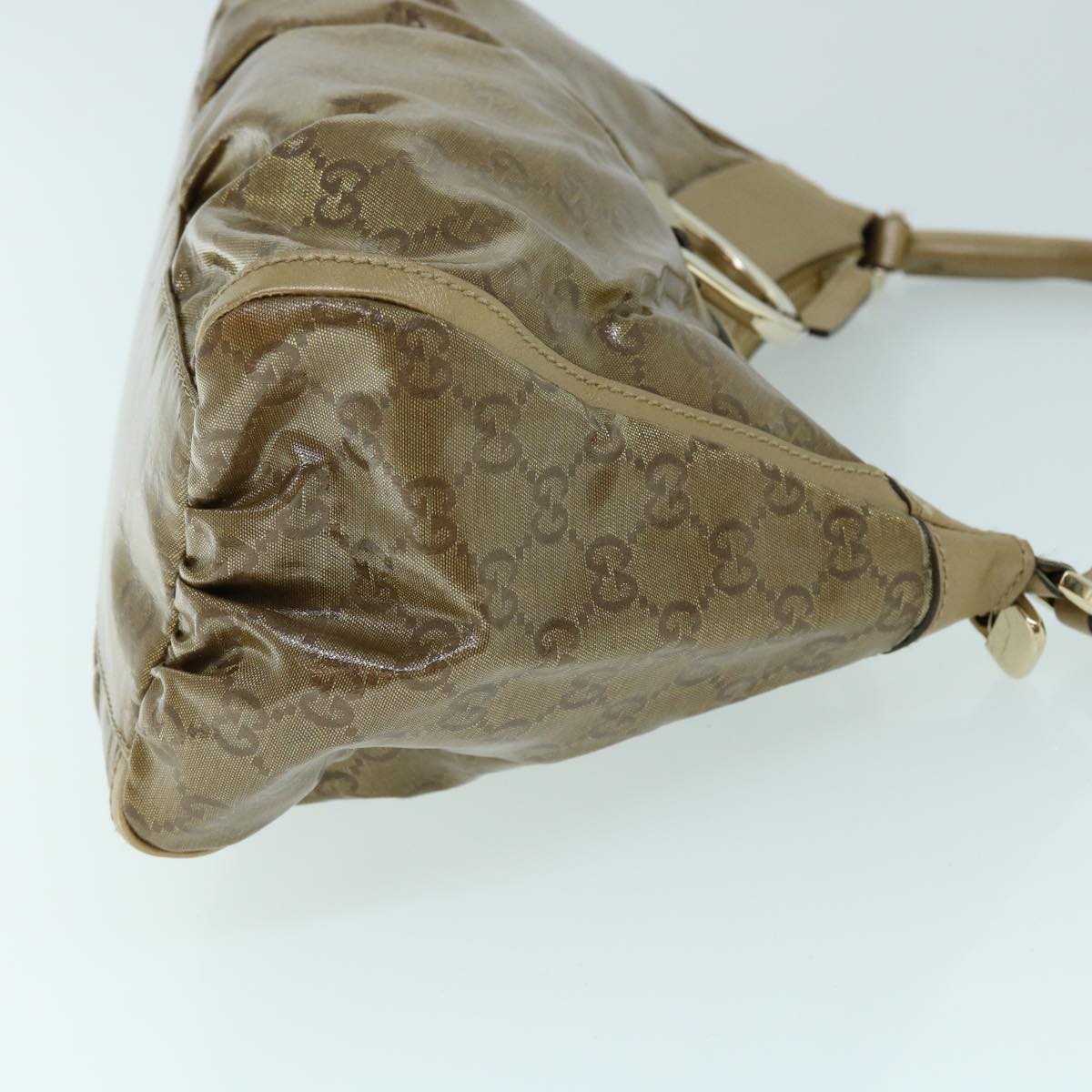 Luxury Gucci GG Crystal Abbey Shoulder Bag Gold Tone 190525  8578