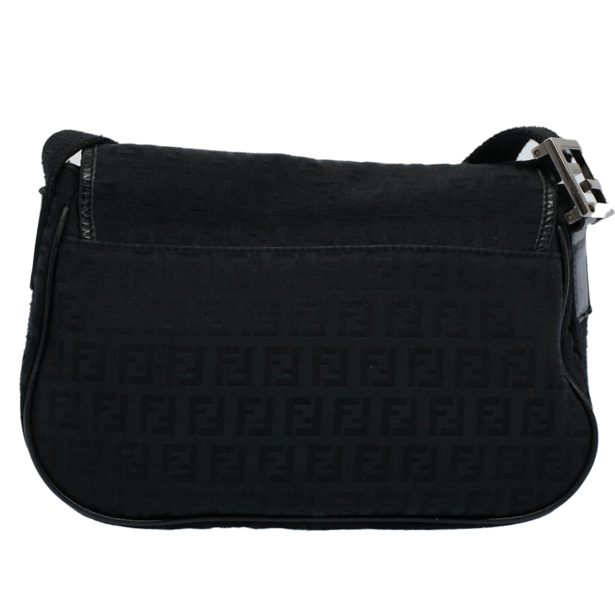 Luxury FendiZucchino Canvas Shoulder Bag Blackyk8645