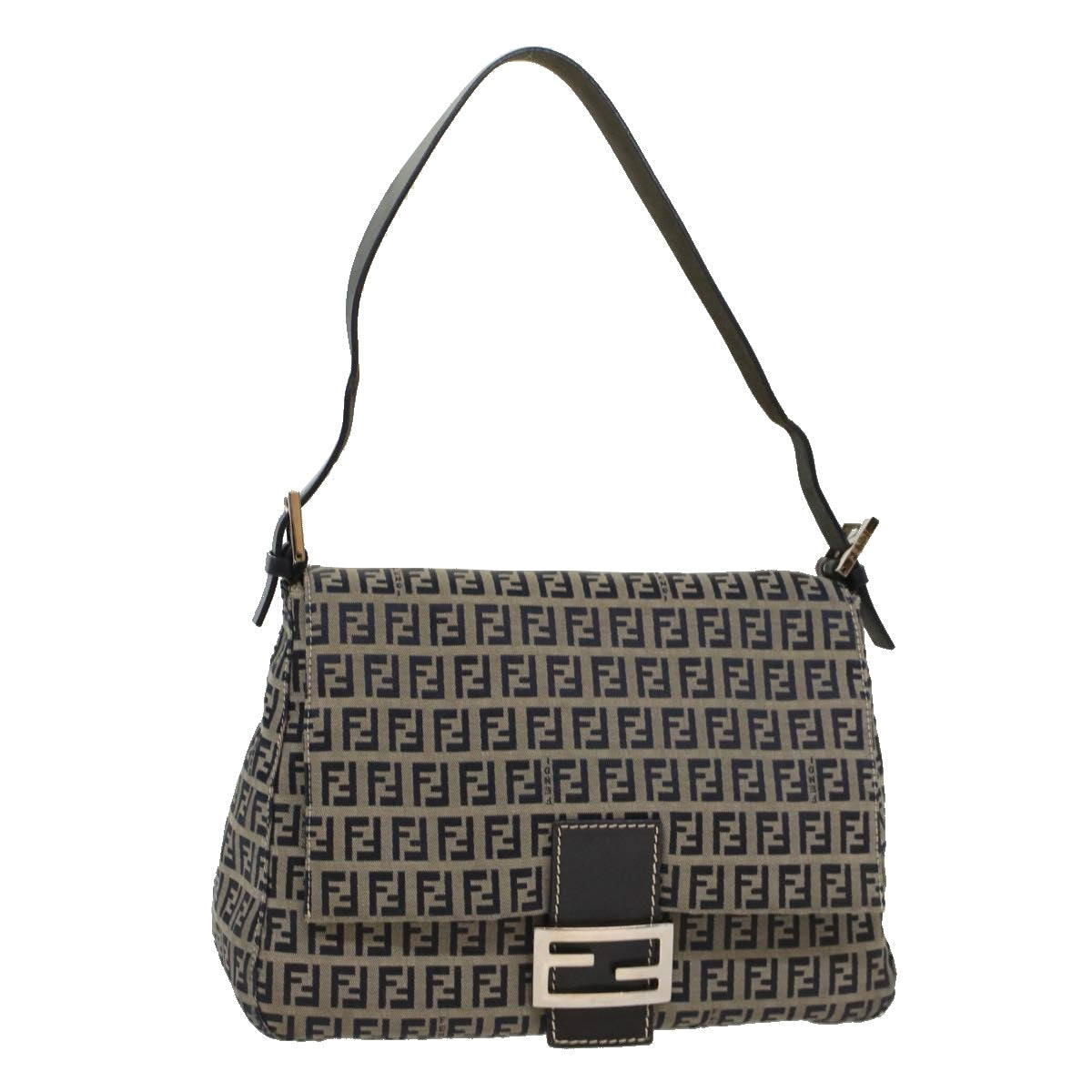 Luxury FendiZucchino Canvas Mamma Baguette Shoulder Bag Navyyk8650