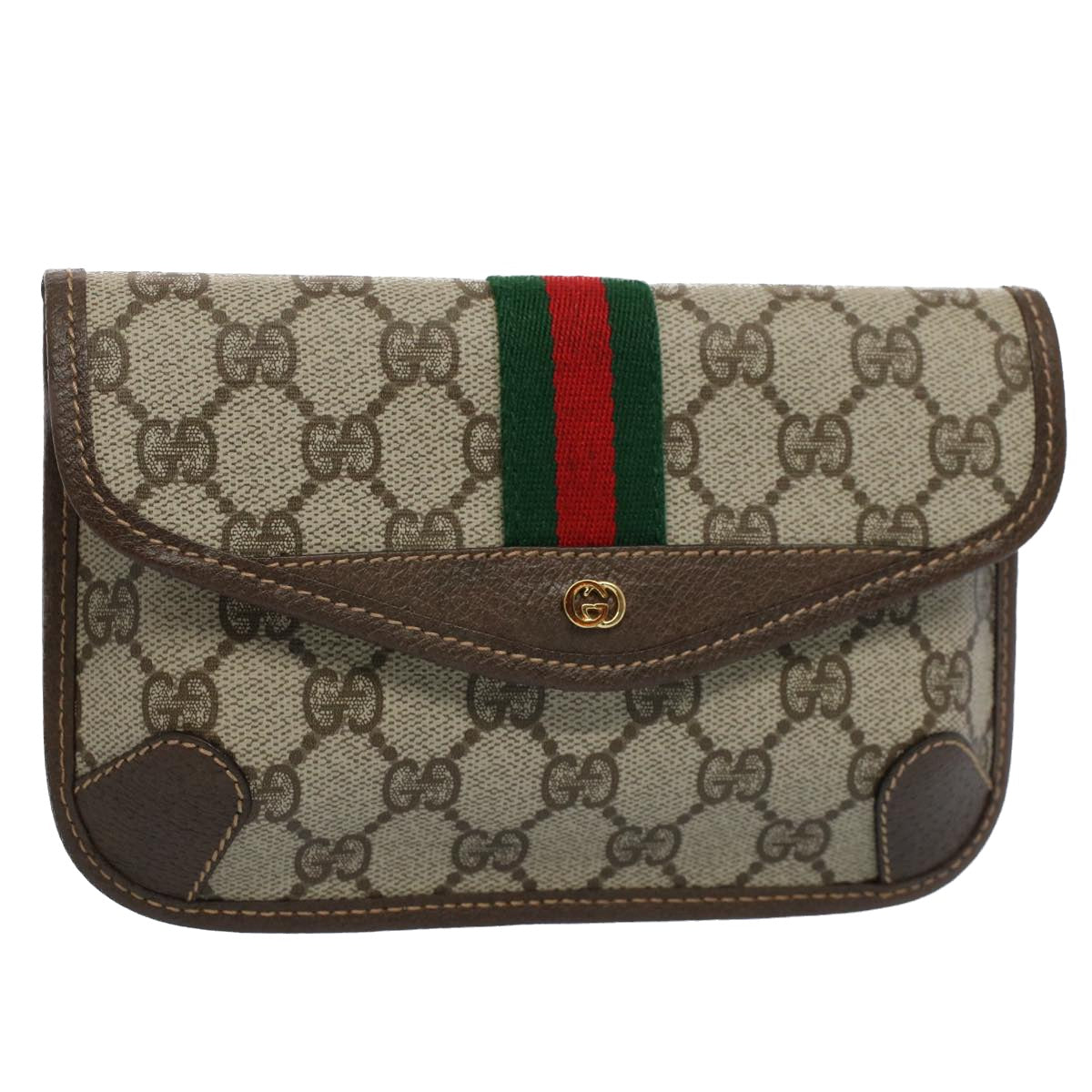 Luxury Gucci GG Canvas Web Sherry Line Pouch Beige Red Green 14 14 5205  8690