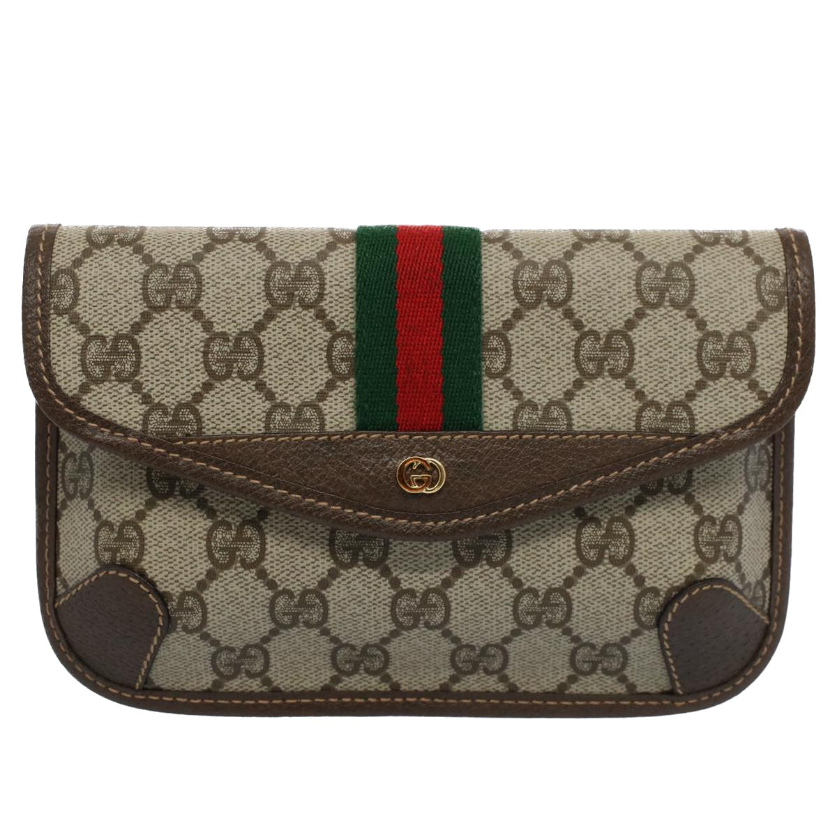 Luxury Gucci GG Canvas Web Sherry Line Pouch Beige Red Green 14 14 5205  8690