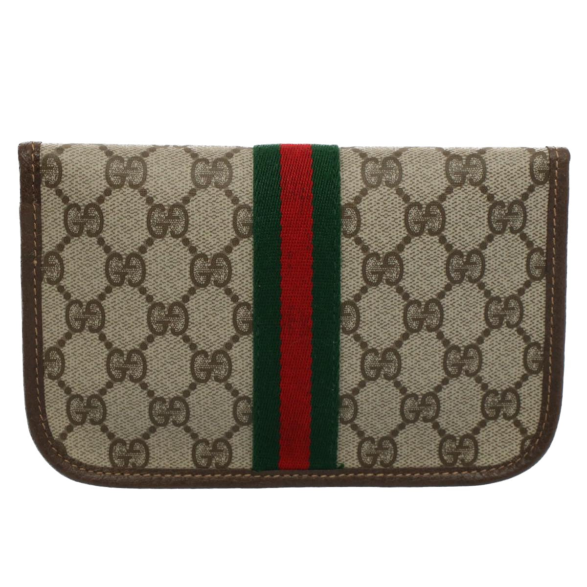 Luxury Gucci GG Canvas Web Sherry Line Pouch Beige Red Green 14 14 5205  8690