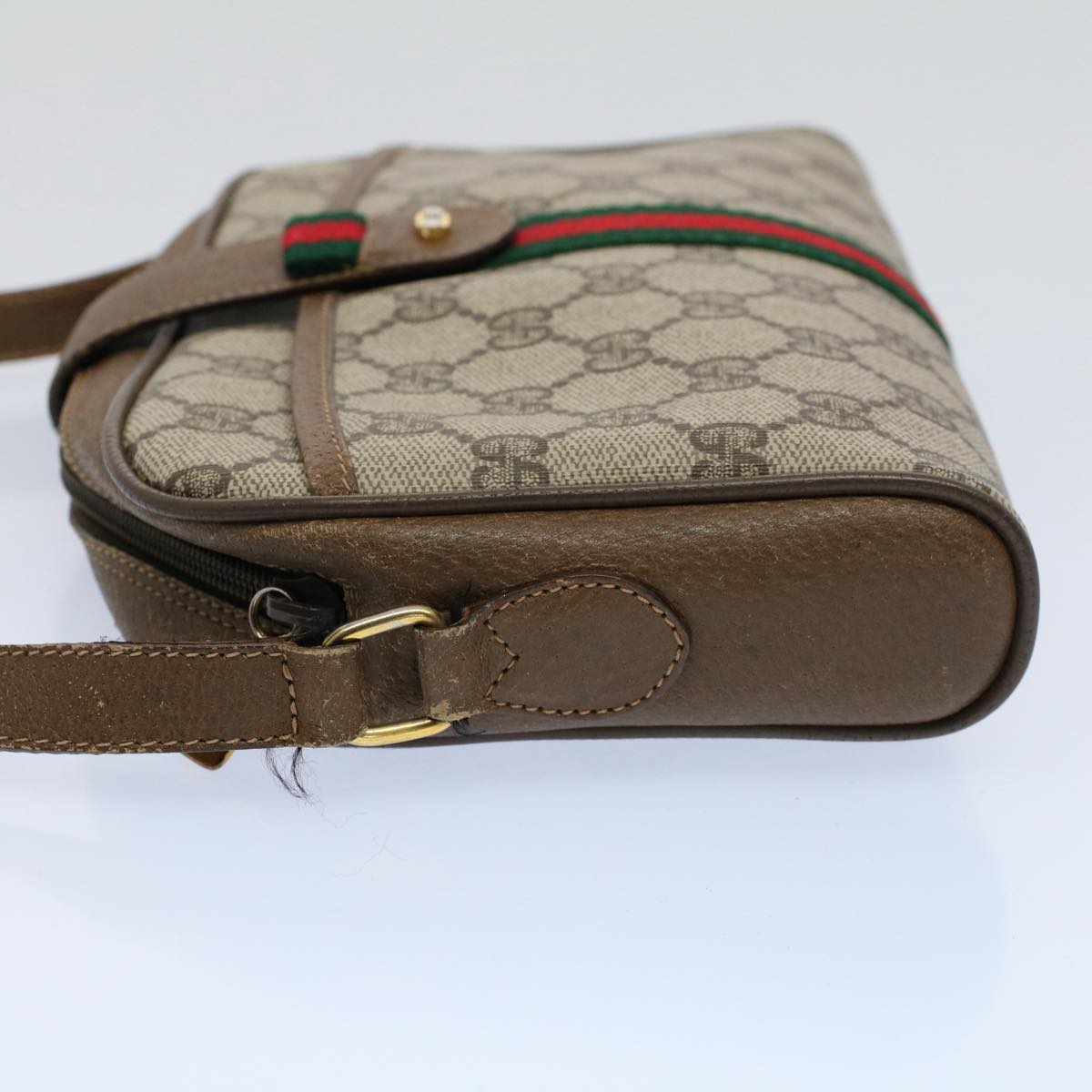 Luxury Gucci GG Canvas Web Sherry Line Shoulder Bag Beige Red 116 02 055  8699