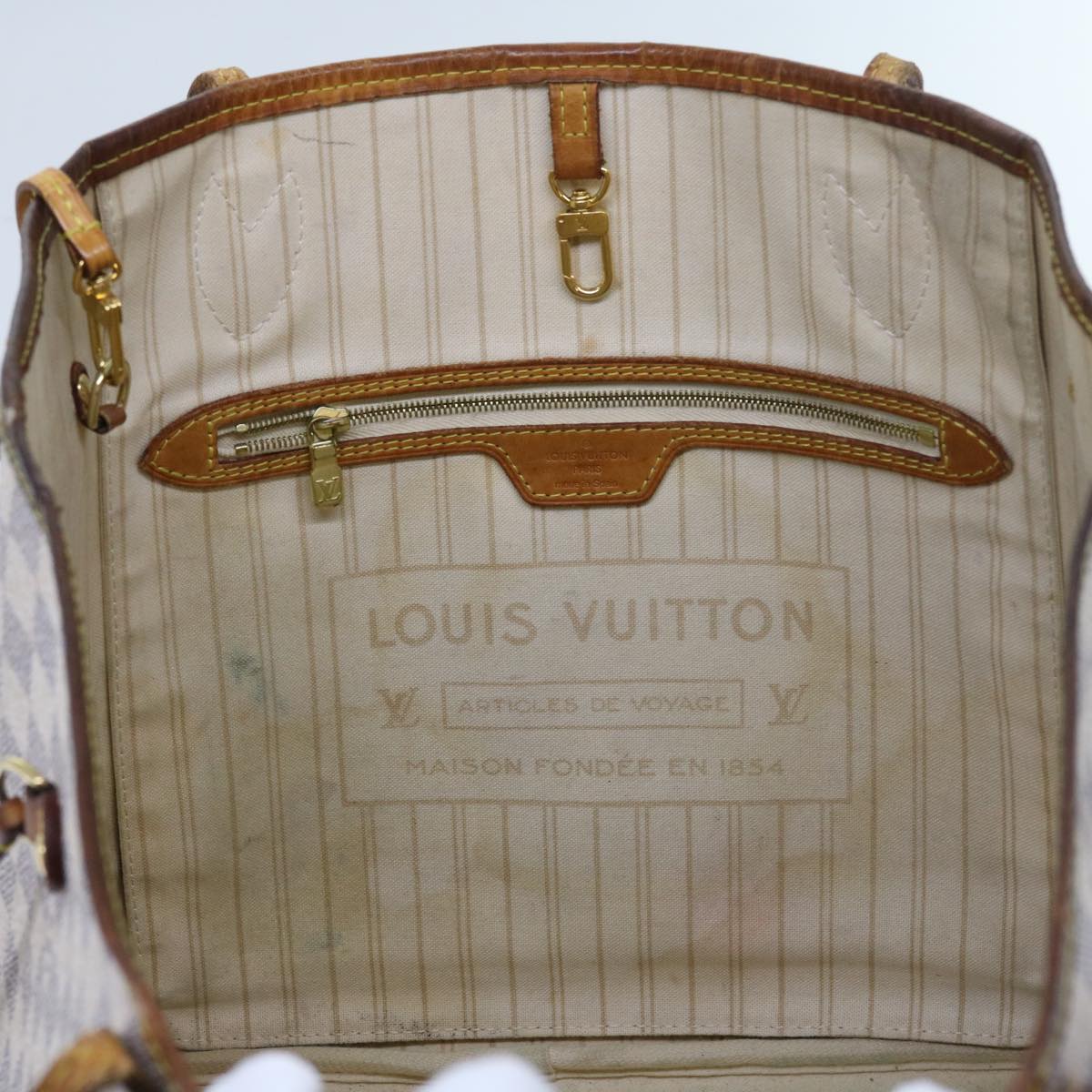 LOUIS VUITTON Damier Azur Neverfull MM Tote Bag N41605 LV yk8704