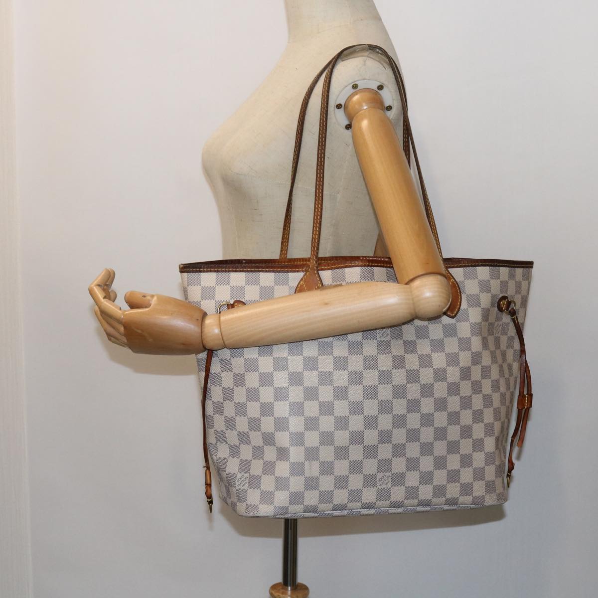 LOUIS VUITTON Damier Azur Neverfull MM Tote Bag N41605 LV yk8704