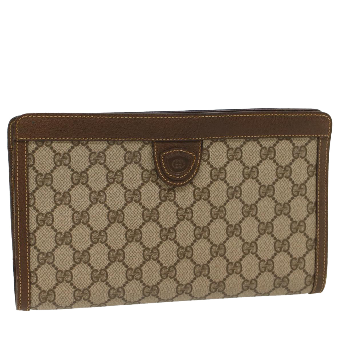 Luxury Gucci GG Canvas Clutch Bag PVC Leather Beige 014 89 0102  8706
