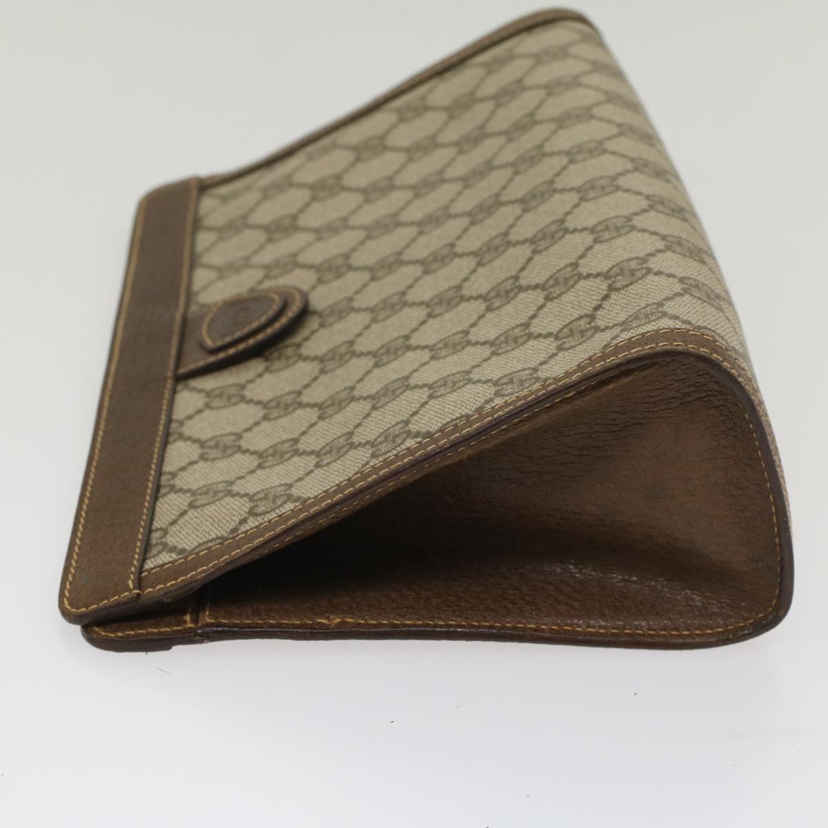 Luxury Gucci GG Canvas Clutch Bag PVC Leather Beige 014 89 0102  8706