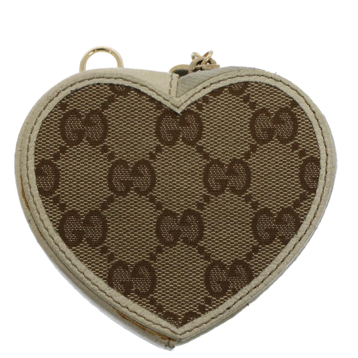 Luxury Gucci GG Canvas Heart Coin Purse Beige 152615  8712