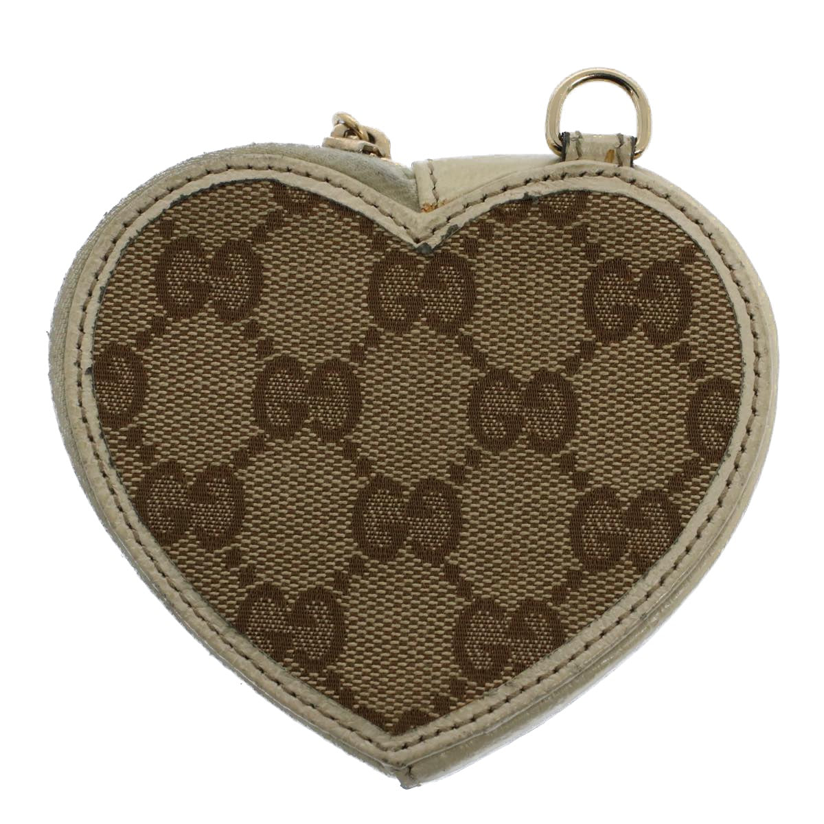 Luxury Gucci GG Canvas Heart Coin Purse Beige 152615  8712