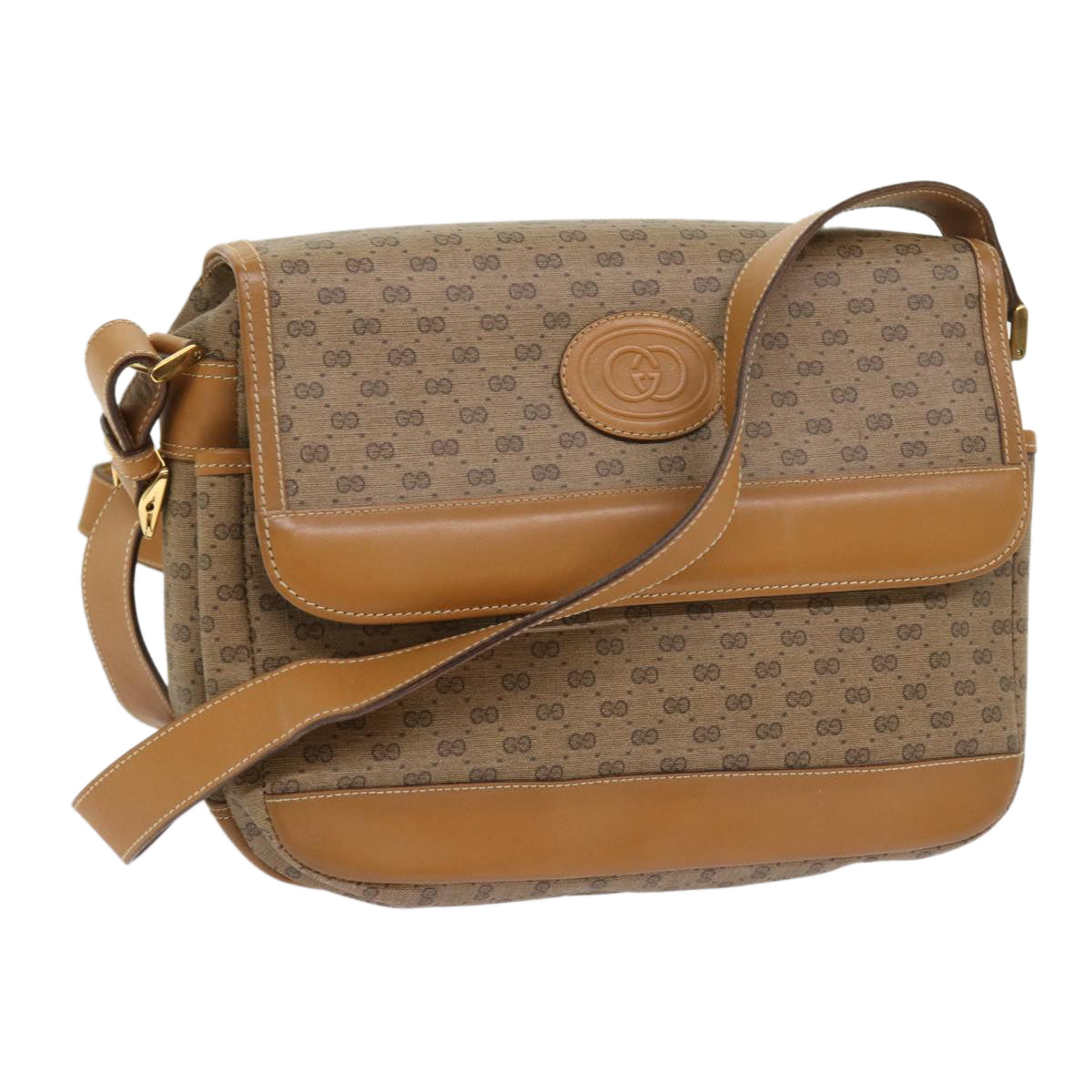 Luxury Gucci Micro GG Canvas Shoulder Bag PVC Leather Beige  8723