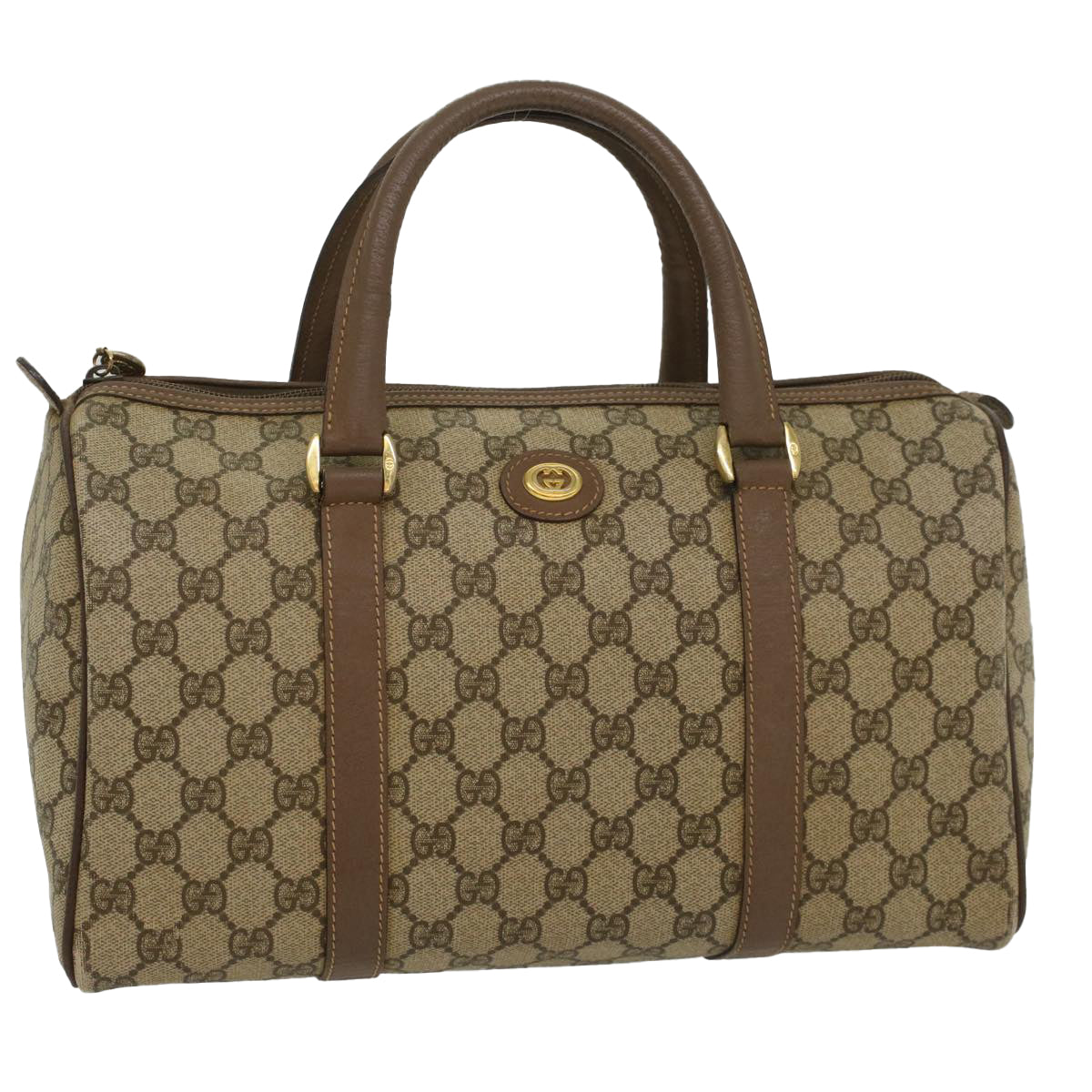 Luxury Gucci GG Canvas Boston Bag PVC Leather Beige 002 123 6842  8724