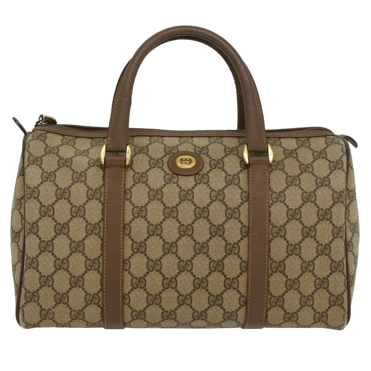 Luxury Gucci GG Canvas Boston Bag PVC Leather Beige 002 123 6842  8724