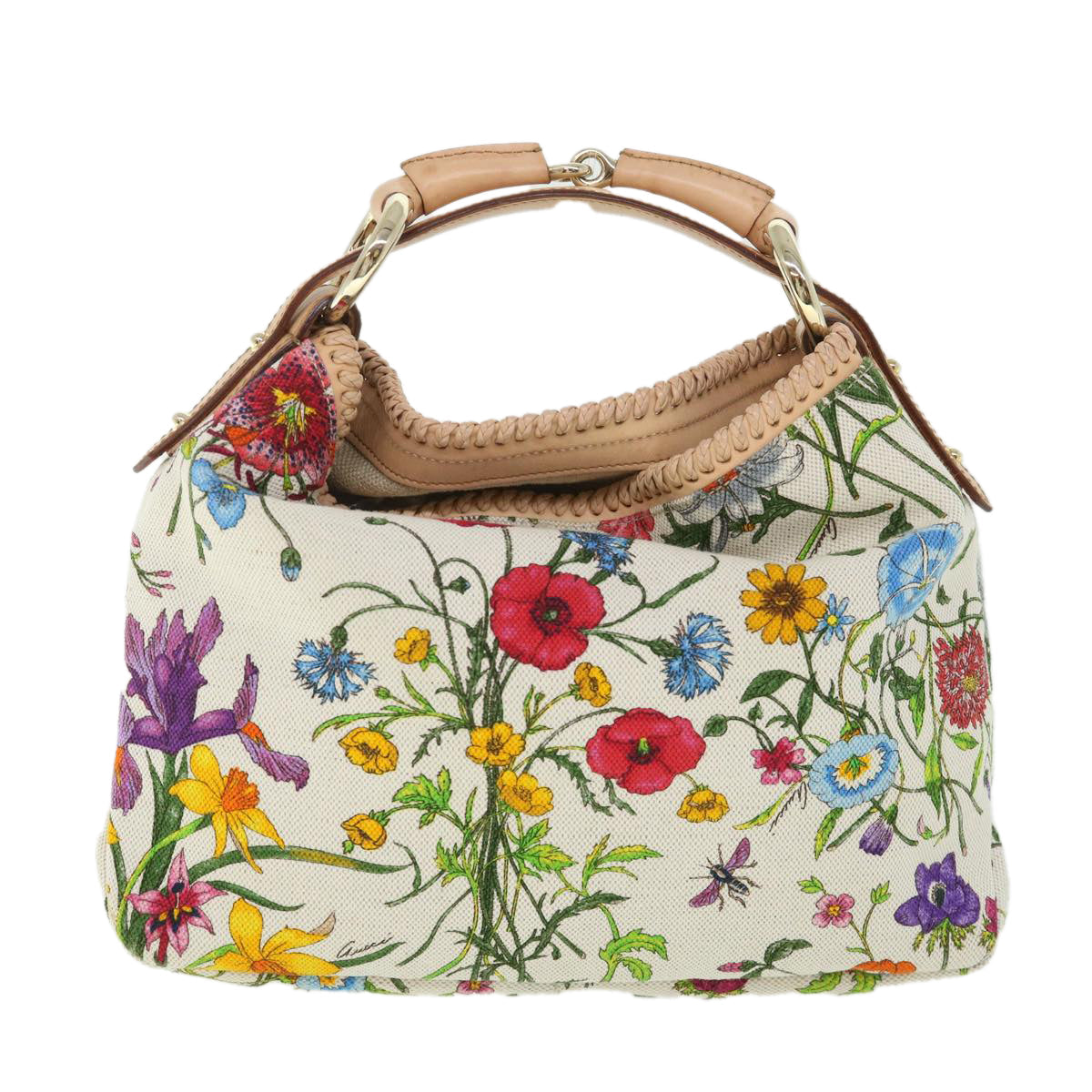 Luxury Gucci Flora Horsebit Hand Bag Canvas Multicolor 145823  8726