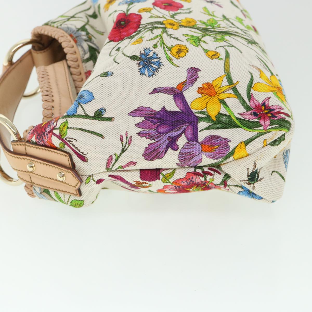 Luxury Gucci Flora Horsebit Hand Bag Canvas Multicolor 145823  8726