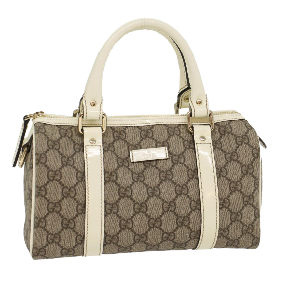 Luxury Gucci GG Canvas Mini Boston Bag PVC Leather Beige 193604  8727