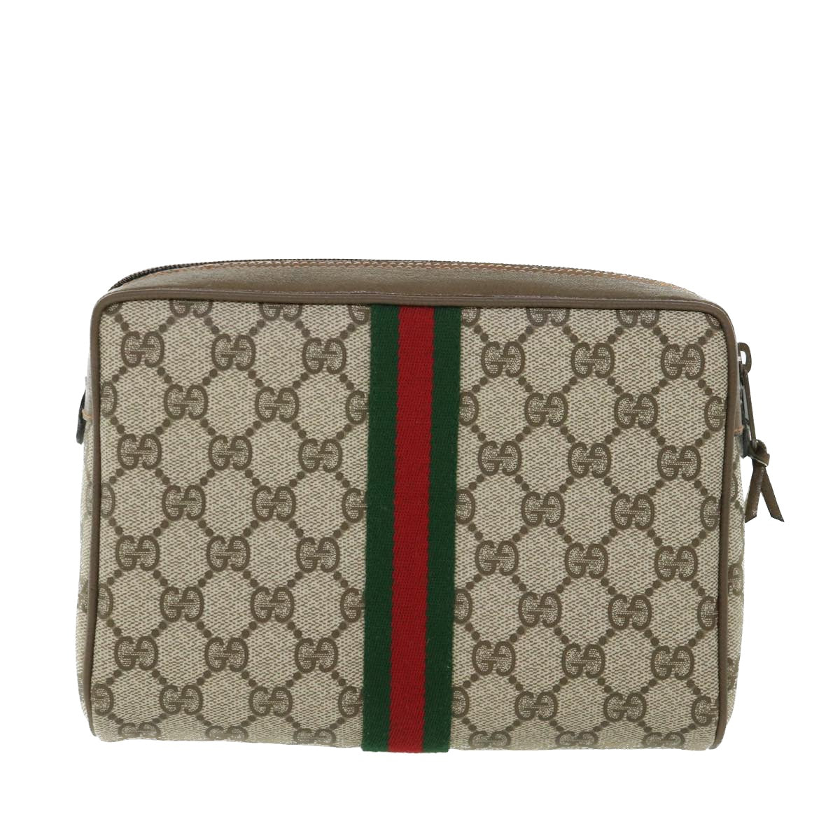 Luxury Gucci GG Canvas Web Sherry Line Clutch Bag Beige Red Green 89 01 012  8753