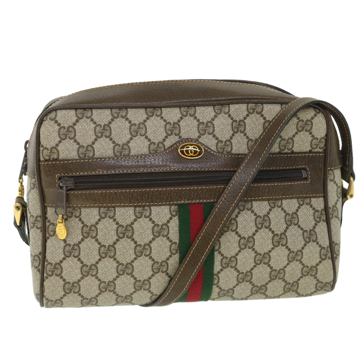 Luxury Gucci GG Canvas Web Sherry Line Shoulder Bag Beige Red 001 4071 5  8754