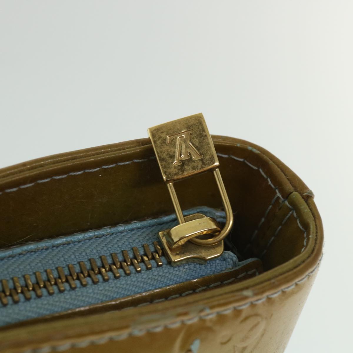 LOUIS VUITTON Monogram Vernis Houston Hand Bag Baby Blue M91005 LV yk8778