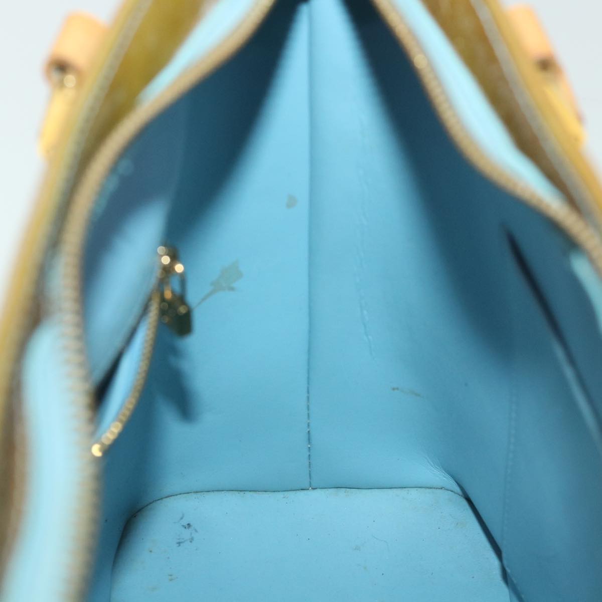 LOUIS VUITTON Monogram Vernis Houston Hand Bag Baby Blue M91005 LV yk8778
