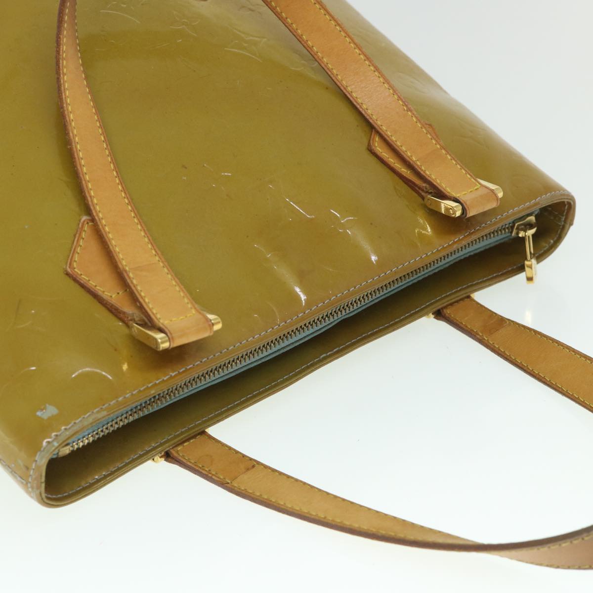 LOUIS VUITTON Monogram Vernis Houston Hand Bag Baby Blue M91005 LV yk8778
