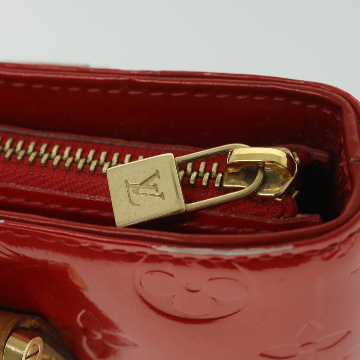 LOUIS VUITTON Monogram Vernis Houston Hand Bag Red M91092 LV yk8803