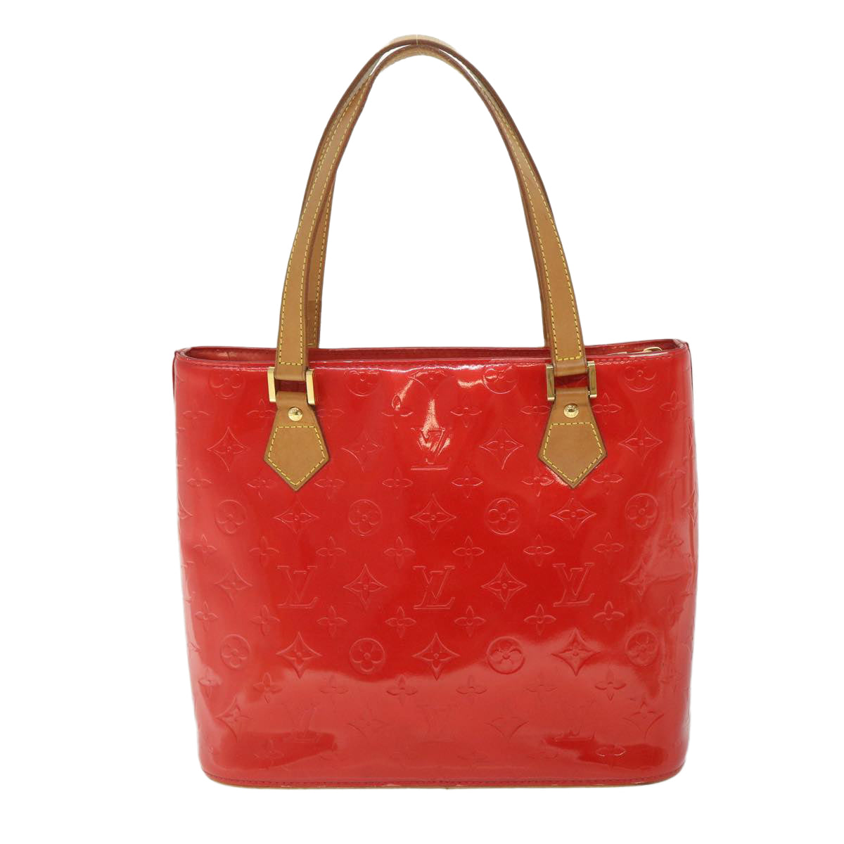 LOUIS VUITTON Monogram Vernis Houston Hand Bag Red M91092 LV yk8803