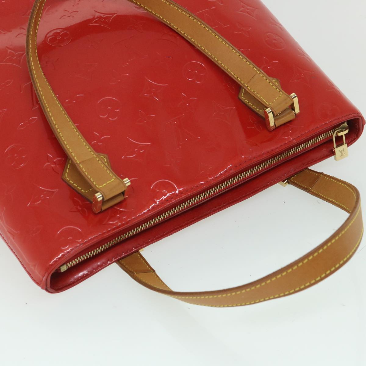 LOUIS VUITTON Monogram Vernis Houston Hand Bag Red M91092 LV yk8803