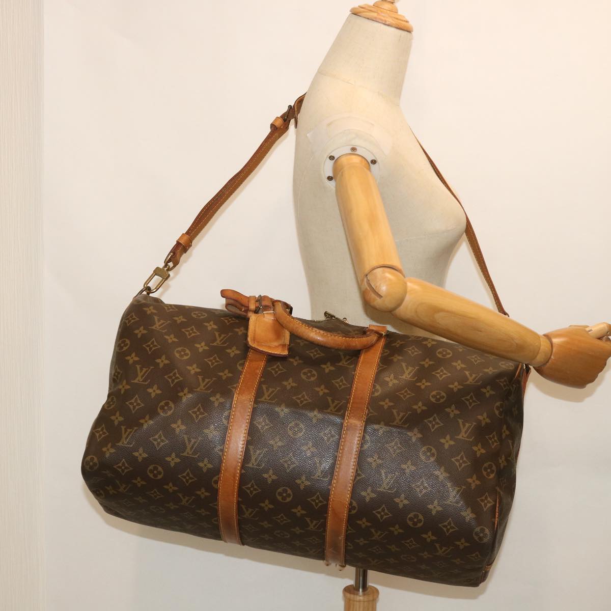 LOUIS VUITTON Monogram Keepall Bandouliere 50 Boston Bag M41416 LV yk8843