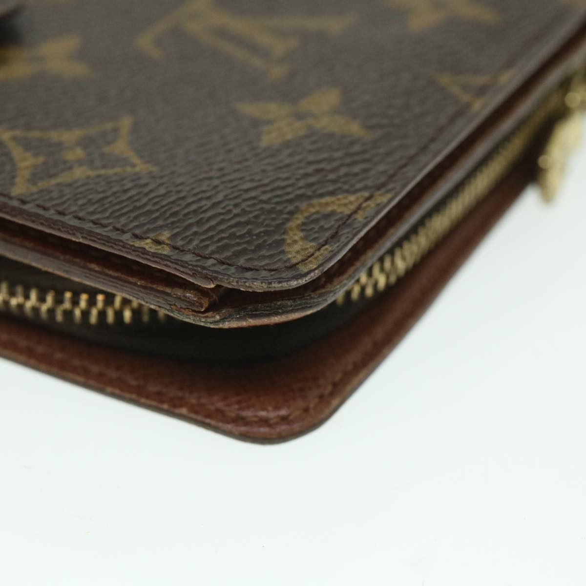 LOUIS VUITTON Monogram Porte Papier Zip Wallet M61207 LV yk8885