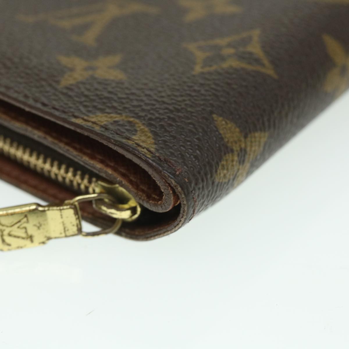 LOUIS VUITTON Monogram Porte Papier Zip Wallet M61207 LV yk8885