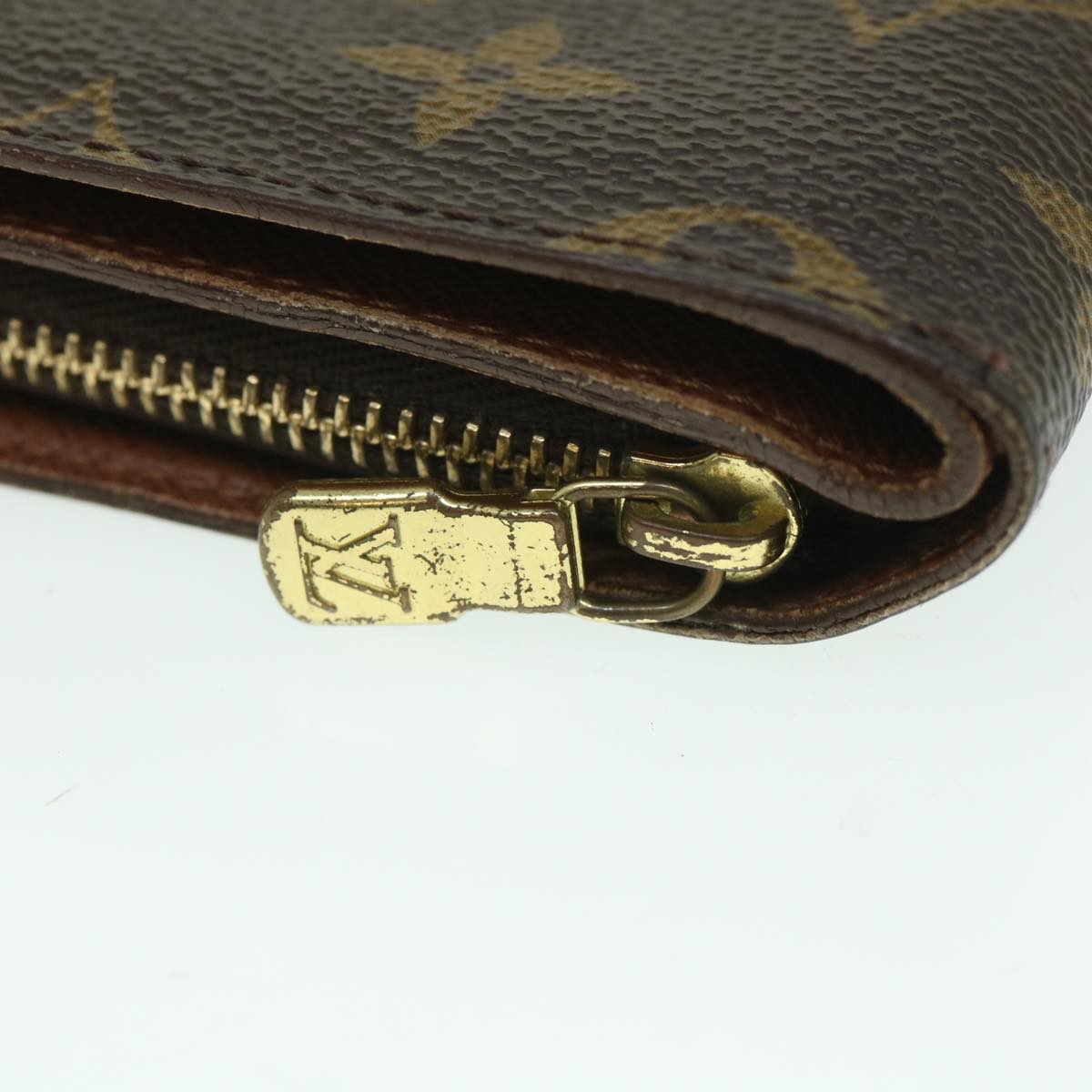 LOUIS VUITTON Monogram Porte Papier Zip Wallet M61207 LV yk8885