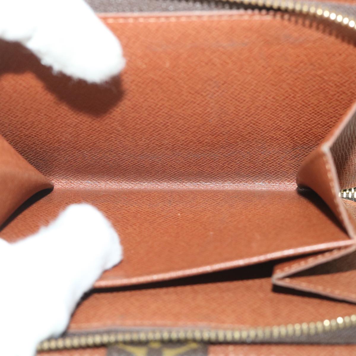 LOUIS VUITTON Monogram Porte Papier Zip Wallet M61207 LV yk8885