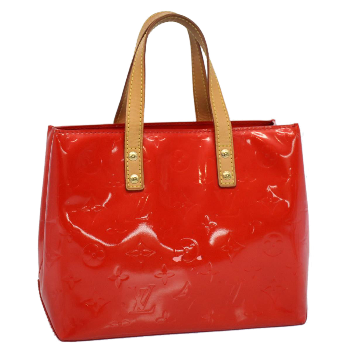 LOUIS VUITTON Monogram Vernis Reade PM Hand Bag Red M91088 LV yk8905