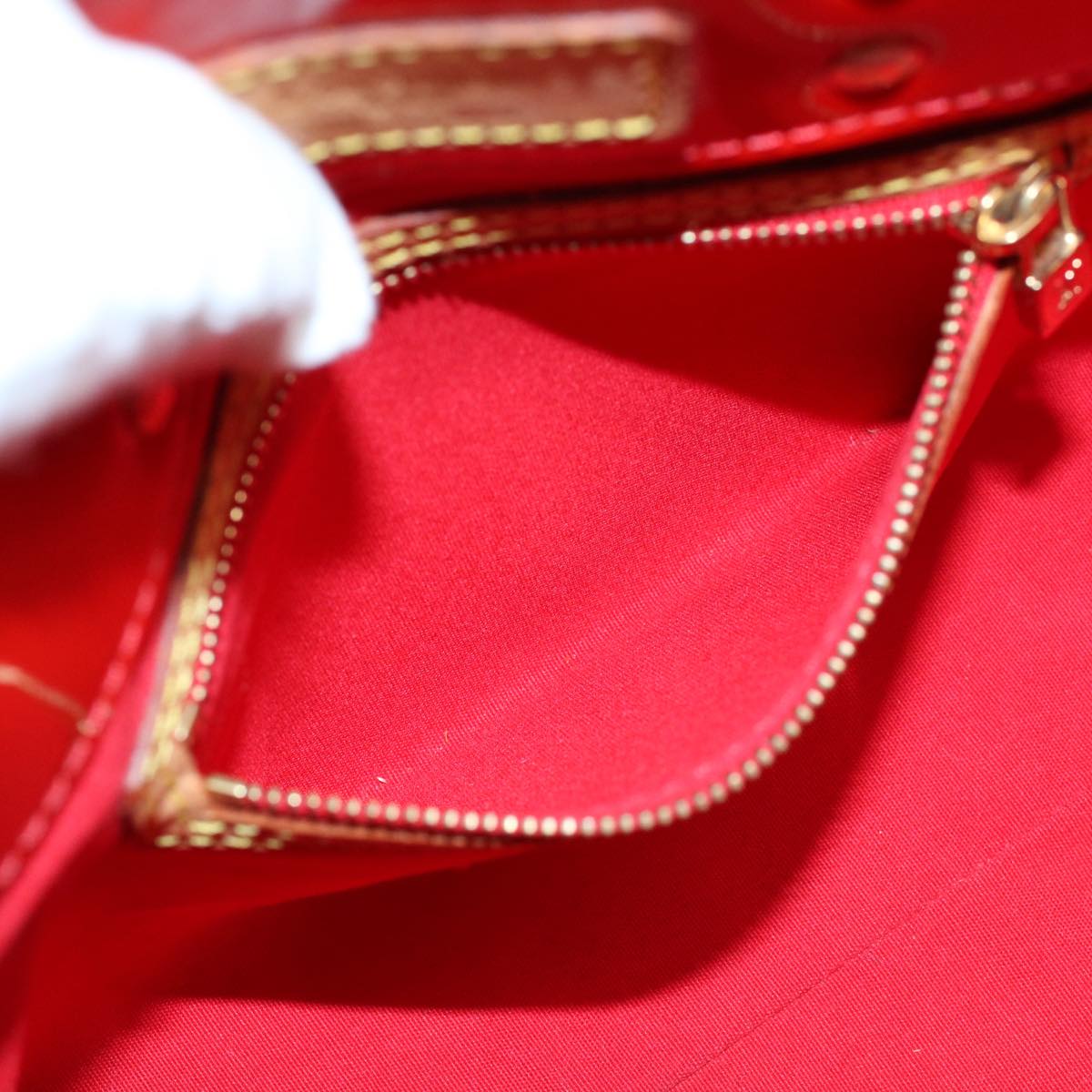 LOUIS VUITTON Monogram Vernis Reade PM Hand Bag Red M91088 LV yk8905