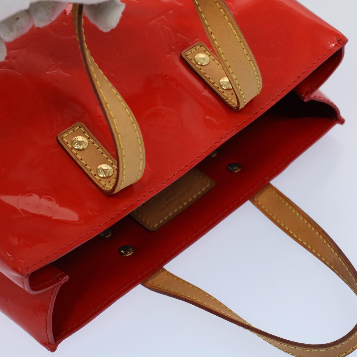 LOUIS VUITTON Monogram Vernis Reade PM Hand Bag Red M91088 LV yk8905