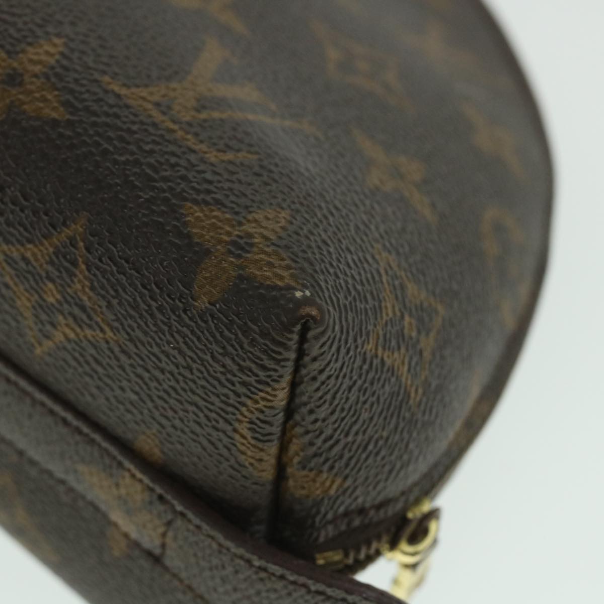 LOUIS VUITTON Monogram Trousse Demi Ronde Cosmetic Pouch M47520 LV yk8915