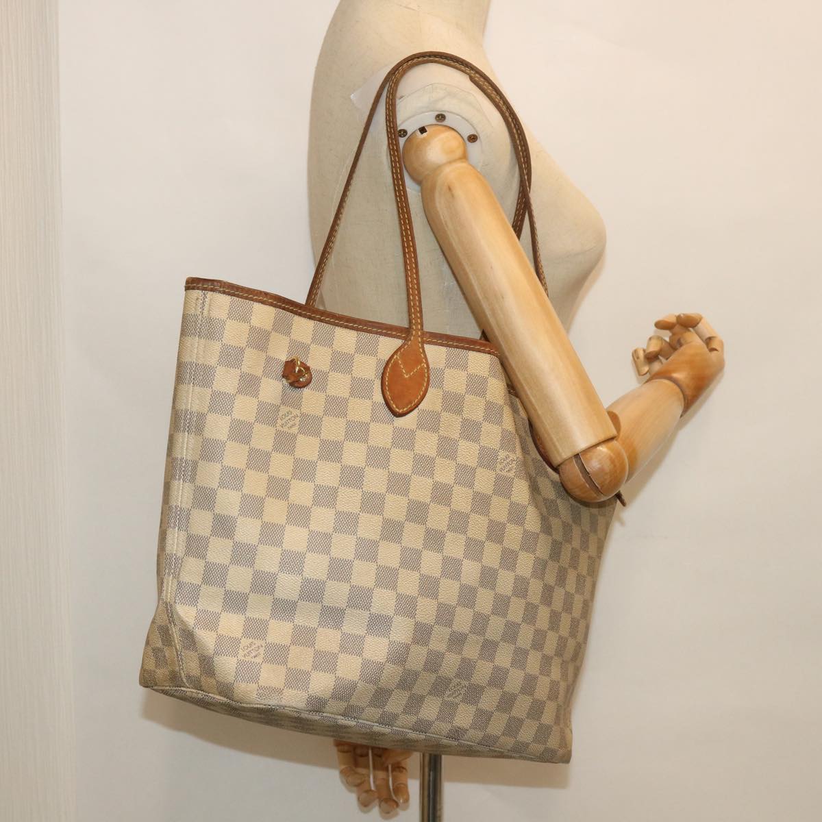 LOUIS VUITTON Damier Azur Neverfull MM Tote Bag N41605 LV yk8926