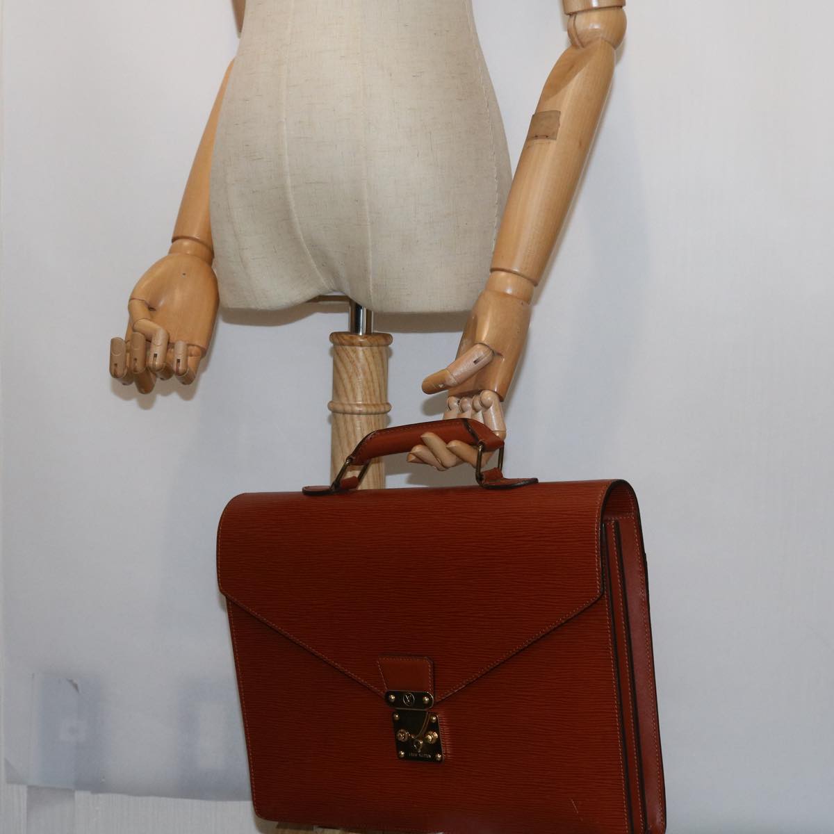 LOUIS VUITTON Epi Serviette Conseiller Briefcase Brown M54423 LV yk8955