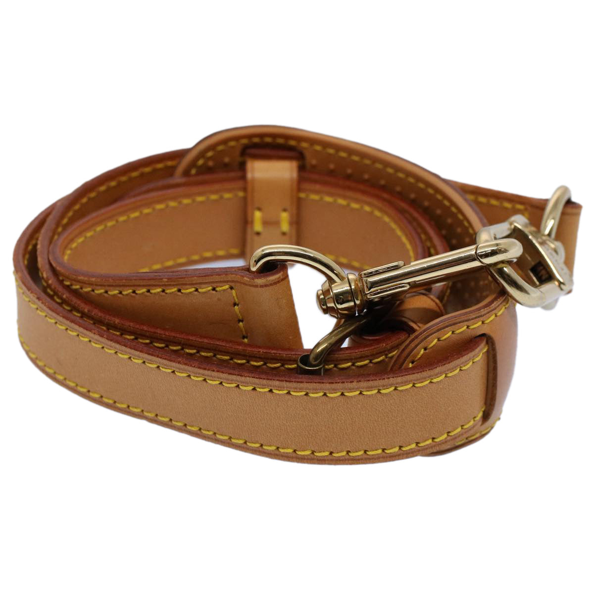 LOUIS VUITTON Adjustable Shoulder Strap Leather 78m-38.6"" Beige LV yk8984