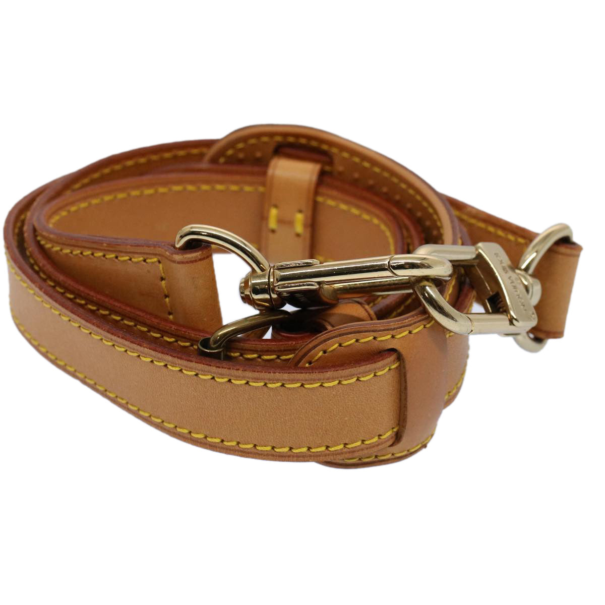 LOUIS VUITTON Adjustable Shoulder Strap Leather 78m-38.6"" Beige LV yk8984