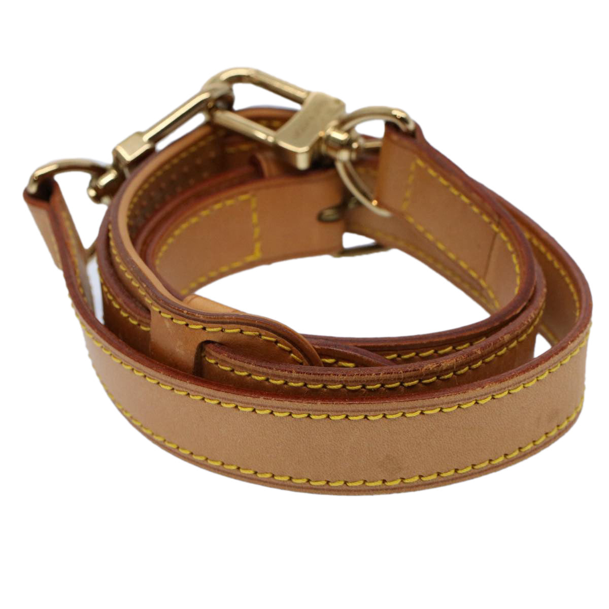 LOUIS VUITTON Adjustable Shoulder Strap Leather 78m-38.6"" Beige LV yk8984
