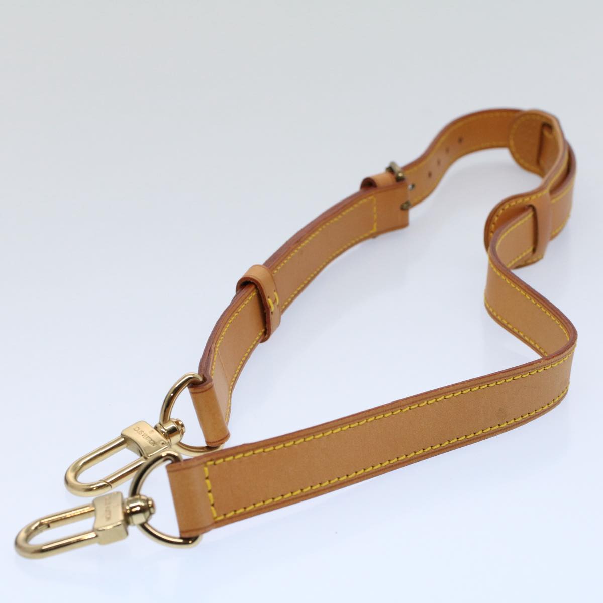 LOUIS VUITTON Adjustable Shoulder Strap Leather 78m-38.6"" Beige LV yk8984